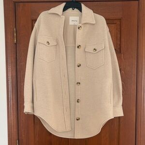 Wilfred Free Light Beige Button-Front Shacket Oversized
